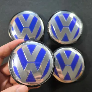 TAPABUJES VW 65mm AZUL - EMBLEMA LLANTA VOLKSWAGEN