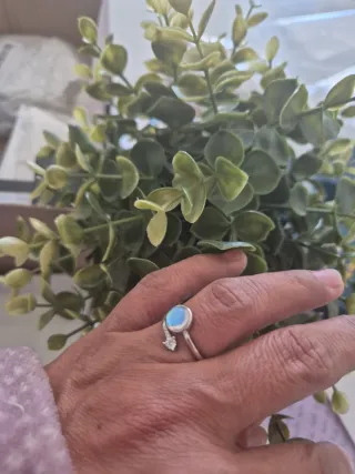 Anillo Plata 925 Piedra Luna y Circonita Ajustable