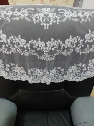 Mantilla Fallera Huertana Blanca