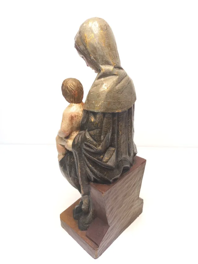 Antigua Virgen Talla Madera 50cm