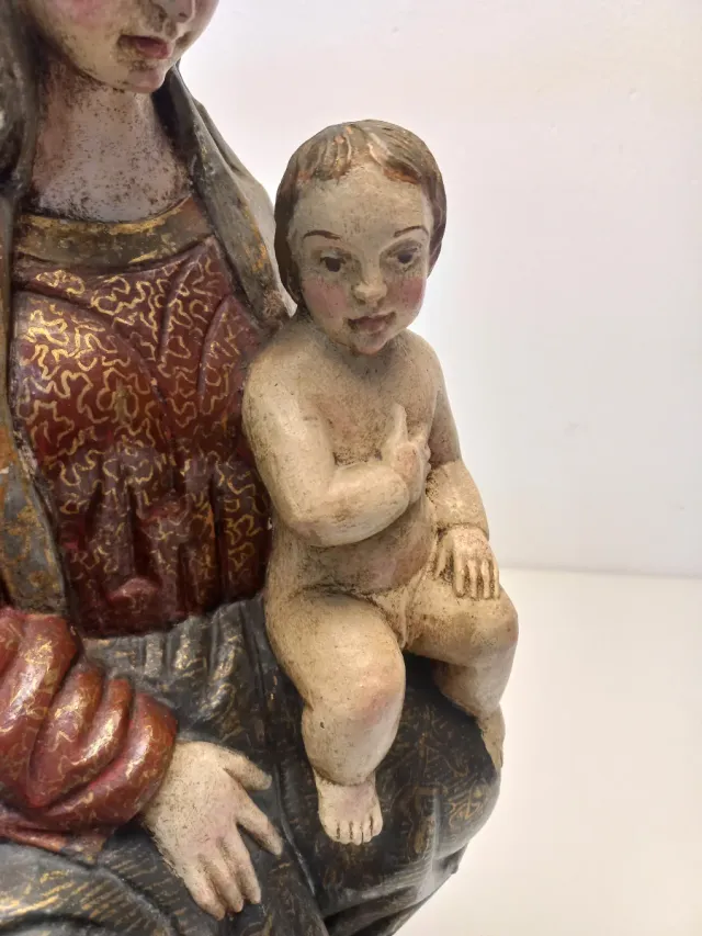 Antigua Virgen Talla Madera 50cm