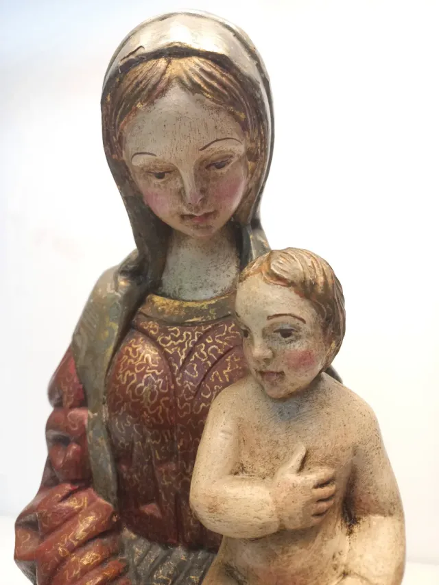 Antigua Virgen Talla Madera 50cm