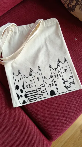 Bolsa tote con estampado de gatos