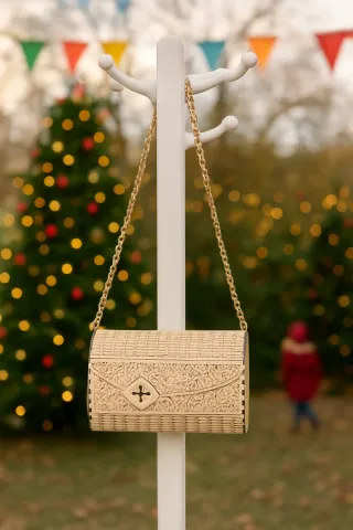 Bolso dorado y madera personalizado