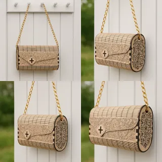 Bolso dorado y madera personalizado