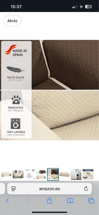 Funda Protectora Sofá 2 Plazas Beige/Marrón