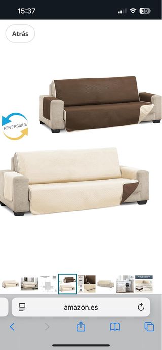 Funda Protectora Sofá 2 Plazas Beige/Marrón