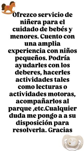 Ofrezco servicio de niñera