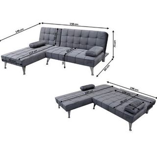 Sofá Cama Chaise Longue Negro + Envio