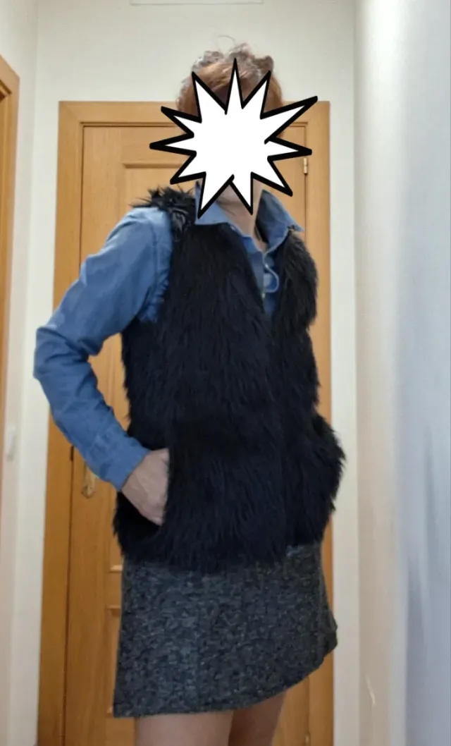 Chaleco pelo Pull&Bear negro