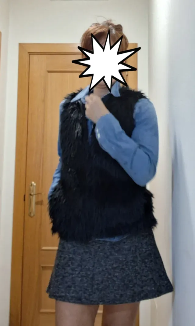 Chaleco pelo Pull&Bear negro