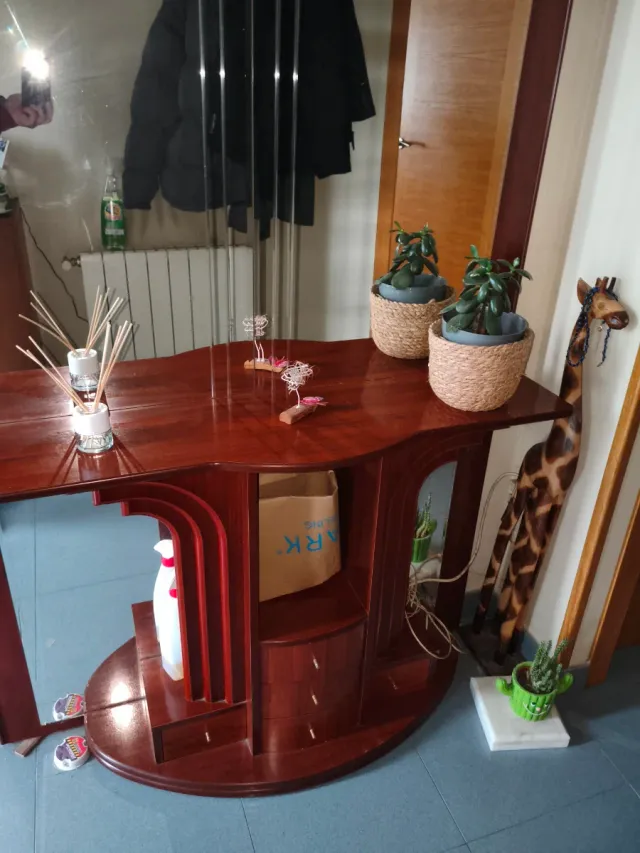 Mueble de entrada madera y cristal