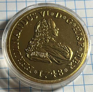 Moneda Fernando VI 1748 Oro