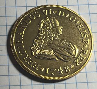 Moneda Fernando VI 1748 Oro