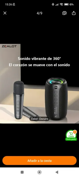 Altavoz Karaoke Zealot con 2 Micrófonos