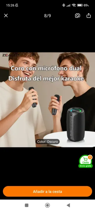 Altavoz Karaoke Zealot con 2 Micrófonos