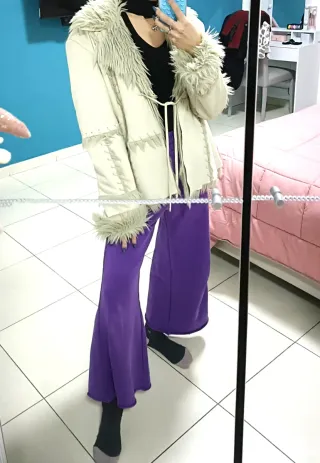 Giacca donna eco pelliccia beige M