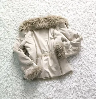 Giacca donna eco pelliccia beige M