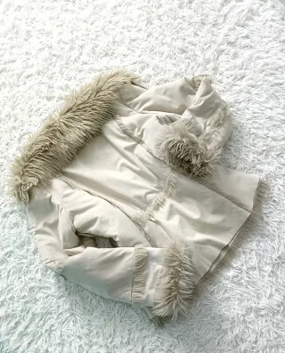 Giacca donna eco pelliccia beige M