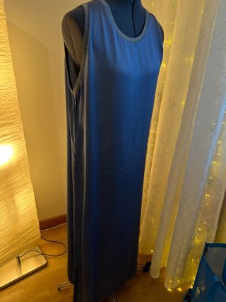 Abito lungo blu jeans scollo a U