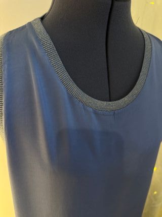 Abito lungo blu jeans scollo a U