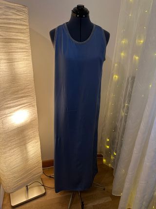 Abito lungo blu jeans scollo a U