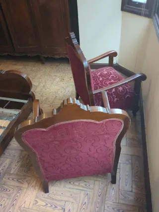 2 Butacas Vintage Terciopelo y Madera