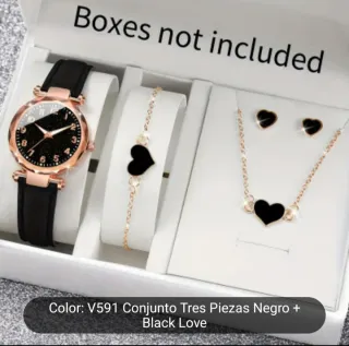 Conjunto de 3 piezas: Reloj, Pulsera y Pendientes