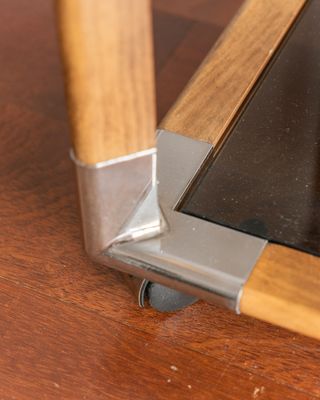 Mesa auxiliar vintage madera y cromado 70s