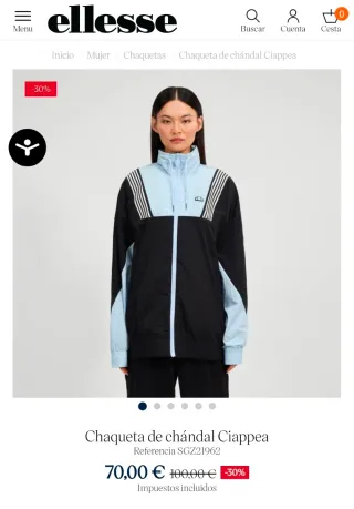 Chaqueta Ellesse Negra y celeste