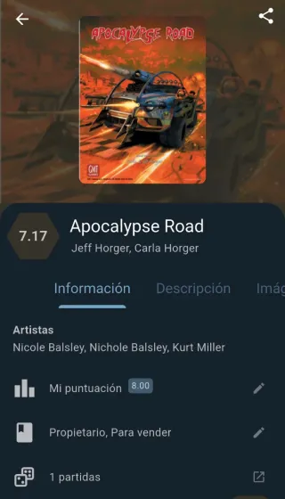 Apocalypse Road Juego de Mesa