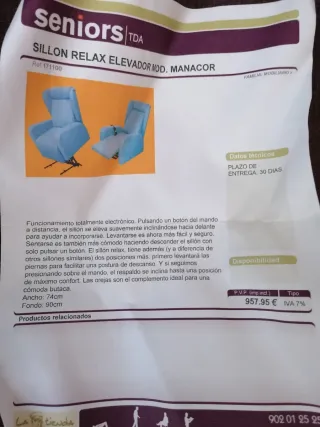 Sillón relax elevador morado