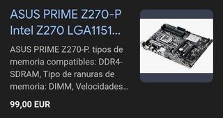 Placa Base ASUS PRIME Z270-P LGA1151 ATX