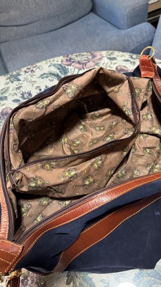 Maleta de viaje ED azul y marrón