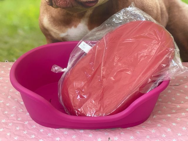 Cama para perro pequeño rosa