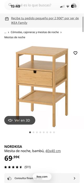 Comodino Nordkisa IKEA in bambù