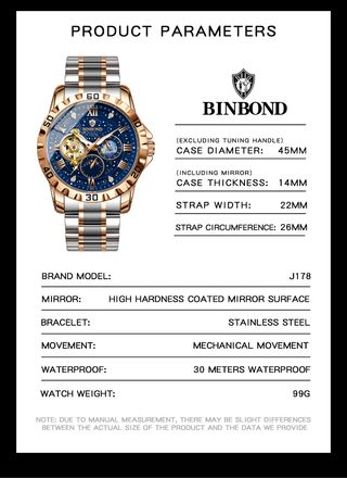 Reloj Automático BINBOND Oro y Plata