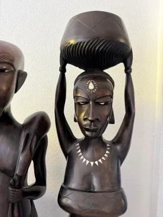 Pareja Figuras Madera Artesanía Africana