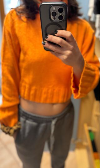 Maglione corto H&M arancio collo alto