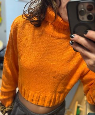 Maglione corto H&M arancio collo alto