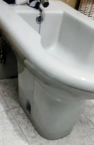 Bidé blanco y plata