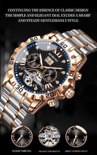 Reloj Automático Binbond Oro y Plata