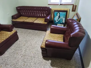 Sofá Cama 3 Plazas + 2 Sillones Piel Sintética Sky