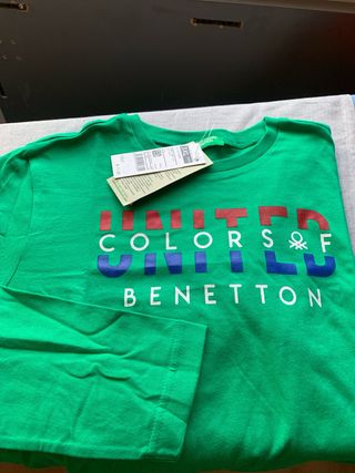 Camiseta Benetton 3XL Niño Verde 170 cm NUEVA