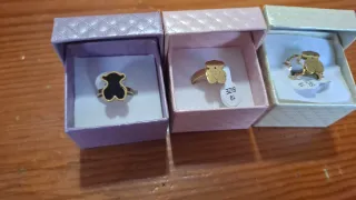 Anillo Tous Oso Negro y Dorado Talla 19