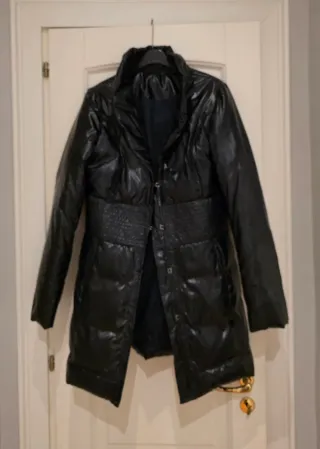 Cappotto donna piuma nero/blu