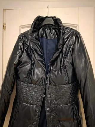 Cappotto donna piuma nero/blu