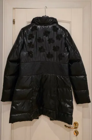 Cappotto donna piuma nero/blu