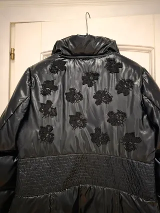 Cappotto donna piuma nero/blu