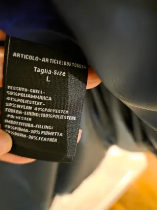 Cappotto donna piuma nero/blu